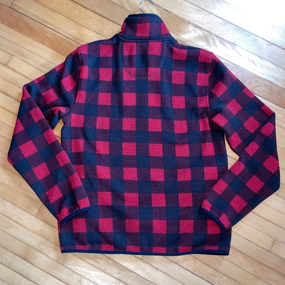 L.L. Bean Sweater Fleece Pullover Buffalo Plaid Garnet Warm Cozy Pockets - Picture 8 of 11
